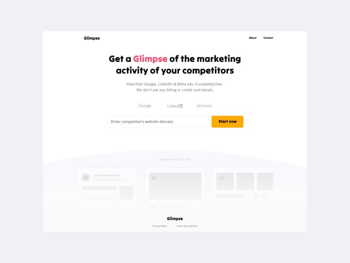 Glimpse landing page