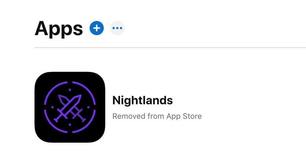 Screenshot Nightlands mobile app removed from the AppStore